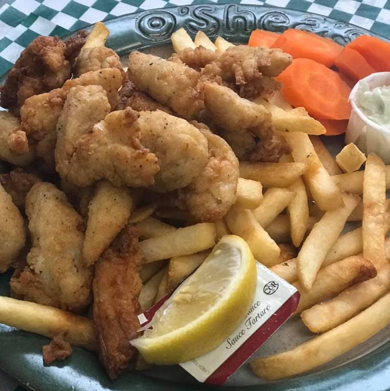 Clam strip dinner at O'Sheas Pub and Eatery