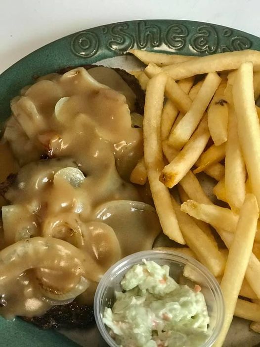 Hamburger Steak and Onions at O'Sheas Pub and Eatery